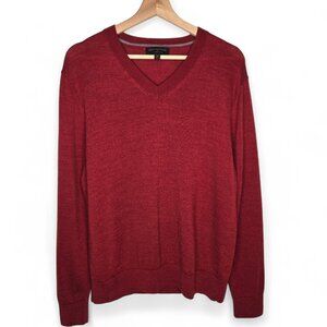 Banana Republic 100% Merino Wool Red Sweater Men's V Neck Preppy Office M
